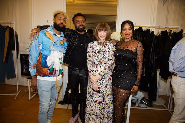 jaiyeorie + Lala showed up at the Valentino show in a sheer Mary Katrantzou polka dot dress 