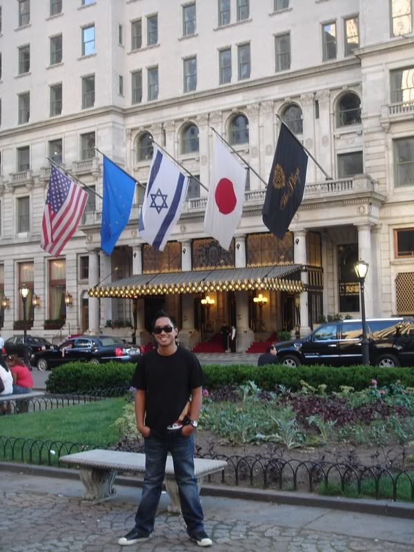 In front of the plaza hotel