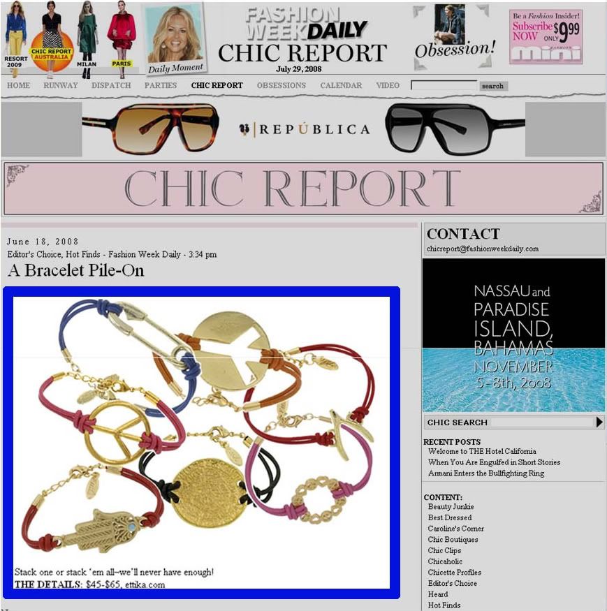ETTIKA Jewelry of Beverly Hills ULSA featured in Chic Magazine Who wears Ettika? Everybody!