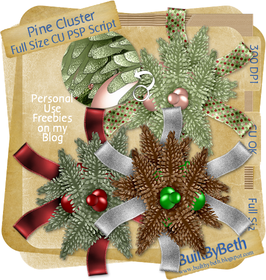 http://builtbybeth.blogspot.com/2009/12/freebie-pine-cluster-samples.html