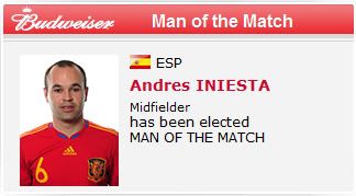 Man of the match world cup final 2010 Man of the match world cup final 2010