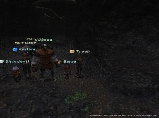 WHM, MNK, BLU, THF...who'd've thunk it? ^^ (the big chap is Dirtydevil's NPC buddy.