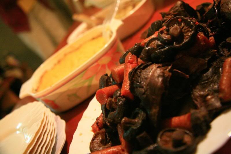 Closeup of venison and mushrooms