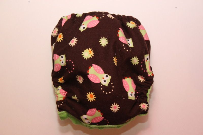 Pink and Green Owls 1/2 & 1/2  OS Pocket