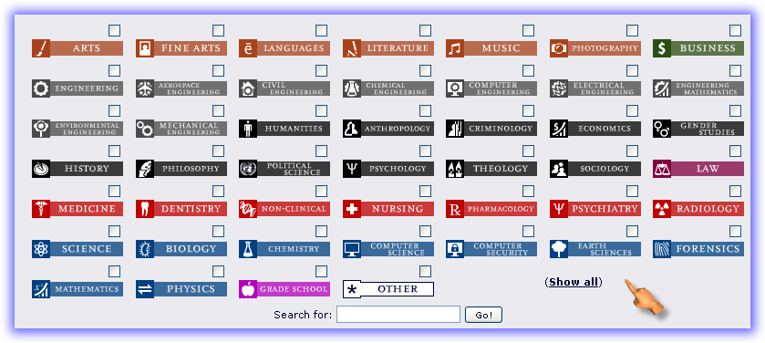 It has textbooks available in a wide variety of categories like law, medicine, political science, and computer engineering as shown below.