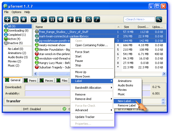 Listing them BitTorrent tracker site can surely come in handy when you want to quickly see which ones you're seeding on Waffles.fm for example.