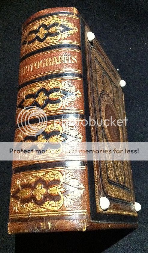   LEATHER Photo ALBUM w/MANY TINTYPES CDVs Gilt SAN FRANCISCO Rare