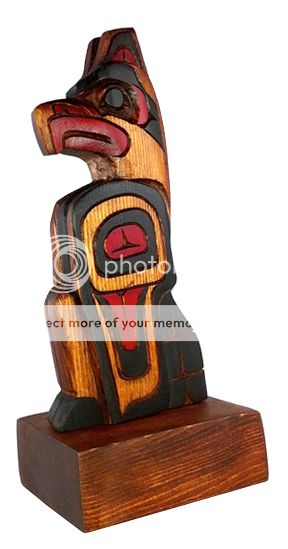 Northwest Coast First Nations Tribal Native Art Thunderbird Totem Pole Carving