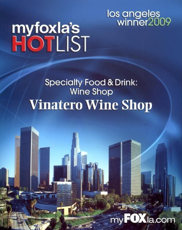 Vinatero 3 Year Win!  Voted Best Wine Shop in  L.A.!